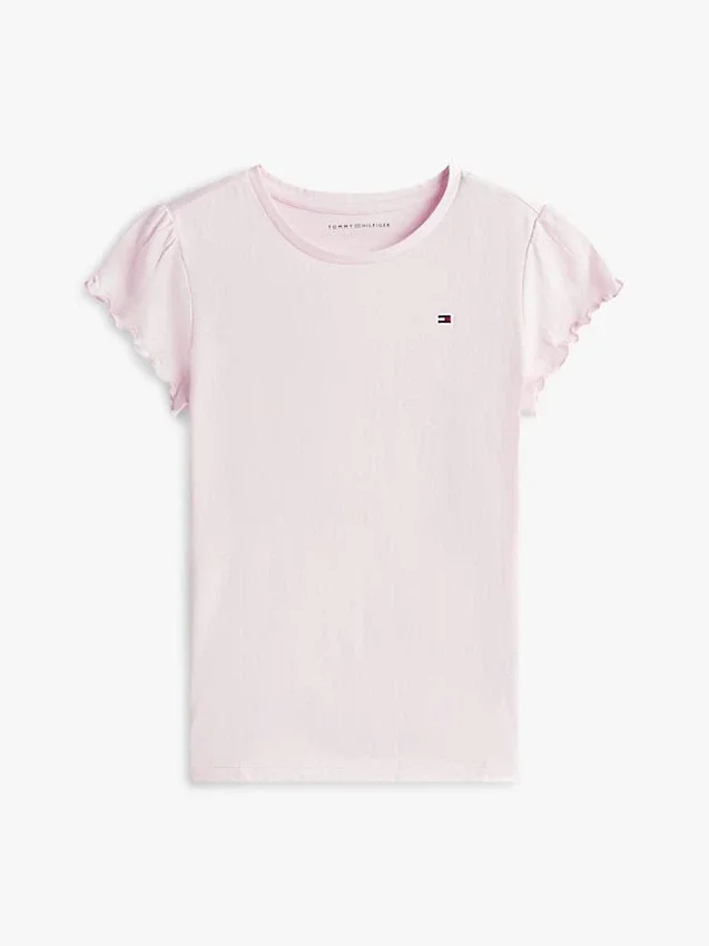 T-shirt infantil com acabamento em folha de alface nas mangas T-shirt infantil com acabamento em folha de alface nas mangas