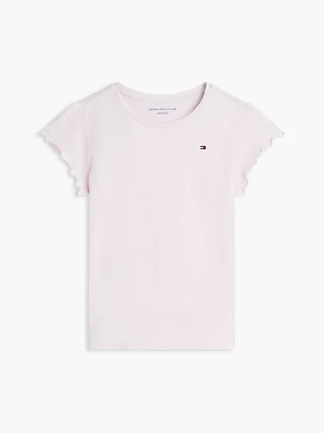 T-shirt infantil com acabamento em folha de alface nas mangas T-shirt infantil com acabamento em folha de alface nas mangas