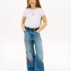 T-shirt infantil com bandeira de estrelas em strass T-shirt infantil com bandeira de estrelas em strass