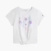 T-shirt infantil com laço à frente e conchas T-shirt infantil com laço à frente e conchas