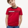 T-shirt infantil com logótipo e riscas T-shirt infantil com logótipo e riscas