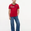 T-shirt infantil com logótipo e riscas T-shirt infantil com logótipo e riscas