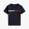 T-shirt infantil com logótipo e riscas T-shirt infantil com logótipo e riscas