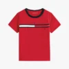 T-shirt infantil com logótipo e riscas T-shirt infantil com logótipo e riscas