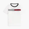 T-shirt infantil com logótipo e riscas T-shirt infantil com logótipo e riscas