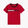 T-shirt infantil com logótipo e riscas T-shirt infantil com logótipo e riscas