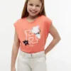 T-shirt infantil com logótipo floral em lantejoulas T-shirt infantil com logótipo floral em lantejoulas