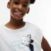 T-shirt infantil com logótipo floral em lantejoulas T-shirt infantil com logótipo floral em lantejoulas