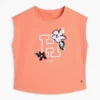 T-shirt infantil com logótipo floral em lantejoulas T-shirt infantil com logótipo floral em lantejoulas