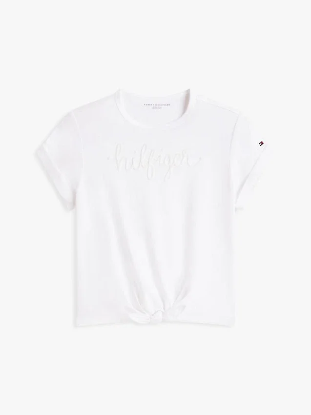T-shirt infantil com logótipo Hilfiger e gravata à frente T-shirt infantil com logótipo Hilfiger e gravata à frente