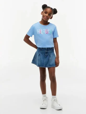 T-shirt infantil com logótipo Hilfiger em lantejoulas