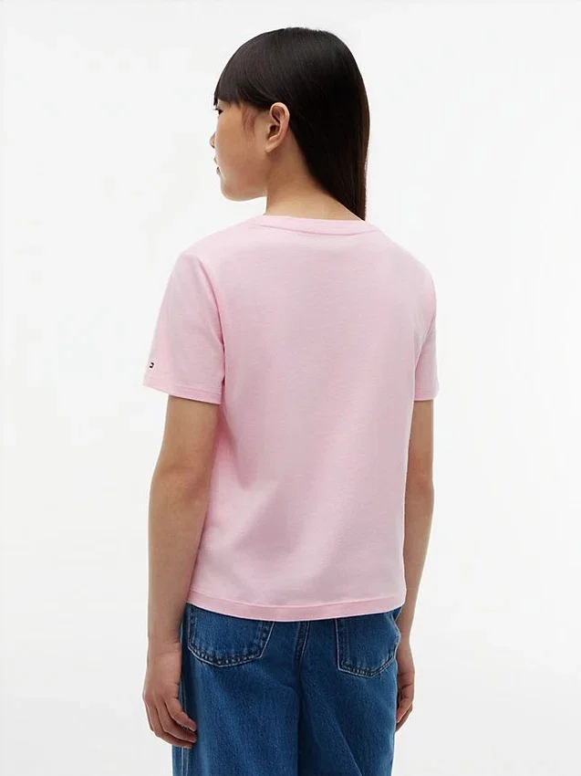 T-shirt infantil com logótipo Hilfiger em lantejoulas T-shirt infantil com logótipo Hilfiger em lantejoulas