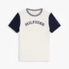 T-shirt infantil com logótipo monotipo e blocos de cor