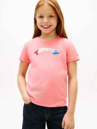 T-shirt infantil com logótipo multicolorido
