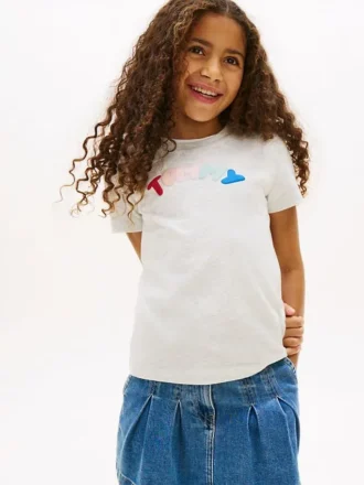 T-shirt infantil com logótipo multicolorido