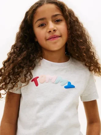 T-shirt infantil com logótipo multicolorido
