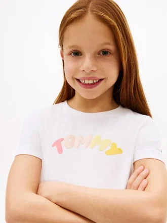 T-shirt infantil com logótipo multicolorido