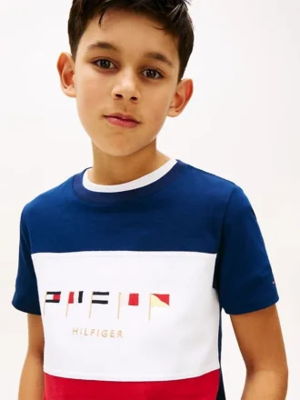T-shirt infantil com logótipo Multiflag e blocos de cor