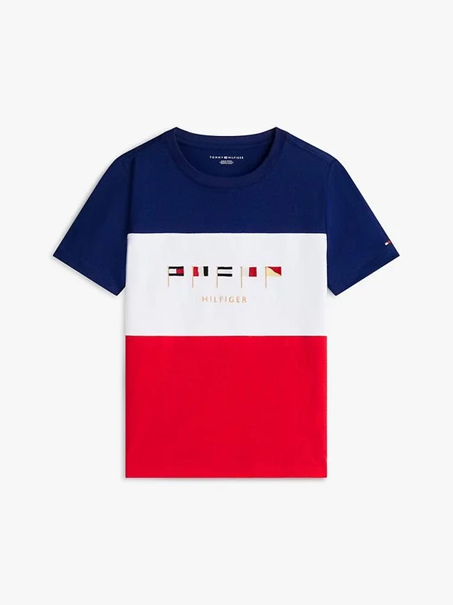T-shirt infantil com logótipo Multiflag e blocos de cor T-shirt infantil com logótipo Multiflag e blocos de cor
