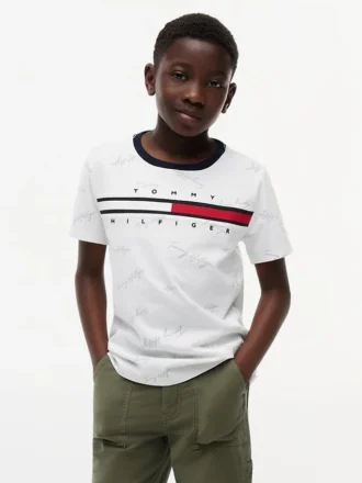 T-shirt infantil com logótipo Signature Flag Stripe