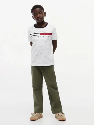 T-shirt infantil com logótipo Signature Flag Stripe