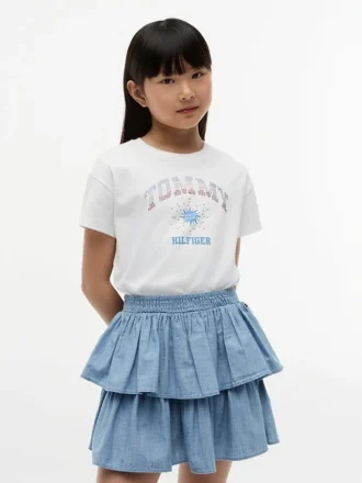 T-shirt infantil com logótipo Tommy em strass
