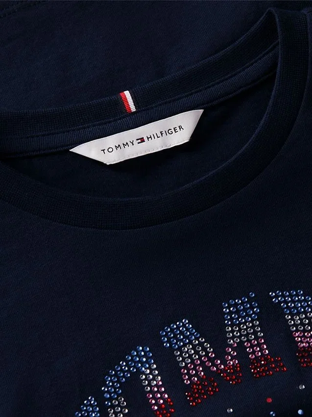 T-shirt infantil com logótipo Tommy em strass T-shirt infantil com logótipo Tommy em strass
