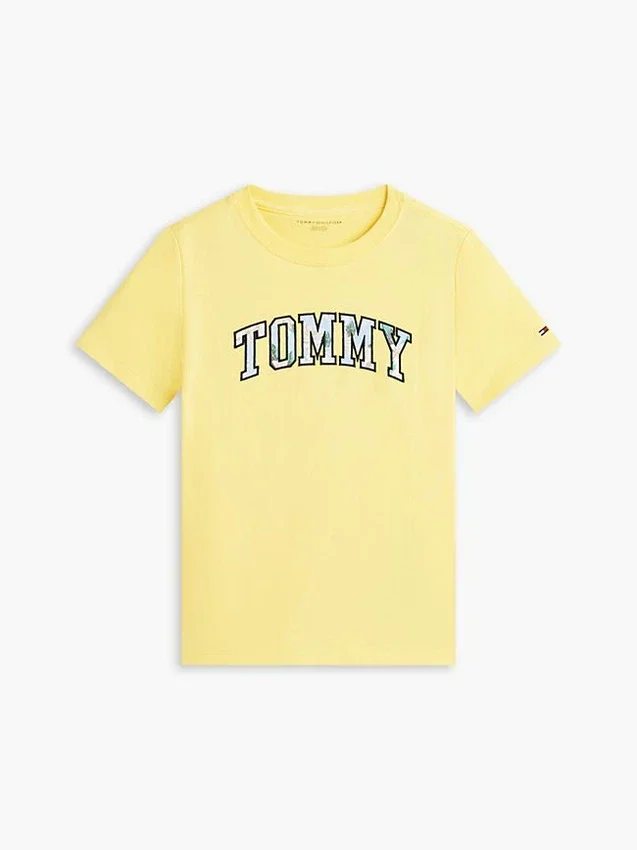 T-shirt infantil com logótipo Tommy floral T-shirt infantil com logótipo Tommy floral