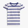 T-shirt infantil com riscas e acabamento em folha de alface nas mangas T-shirt infantil com riscas e acabamento em folha de alface nas mangas