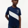 T-shirt infantil com riscas e bandeira com monograma