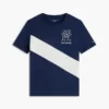 T-shirt infantil com riscas e bandeira com monograma