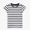 T-shirt infantil com riscas e mangas com folhos