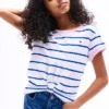 T-shirt infantil com riscas e nó na bainha T-shirt infantil com riscas e nó na bainha