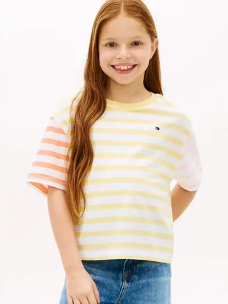 T-shirt infantil com riscas mistas