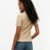 T-shirt leve em malha canelada T-shirt leve em malha canelada