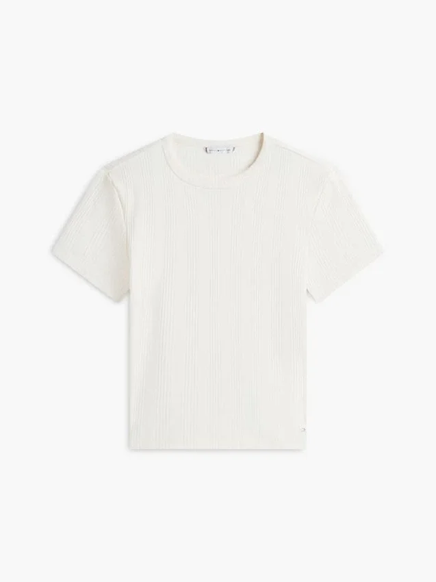 T-shirt leve em malha canelada T-shirt leve em malha canelada