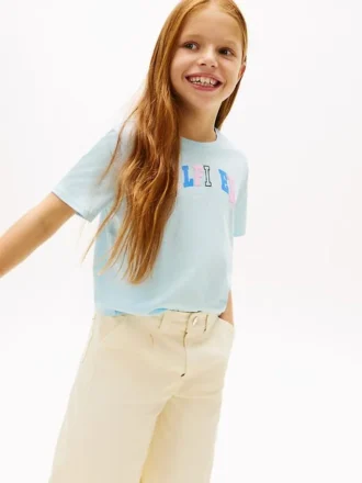 T-shirt multicolorida com logótipo Hilfiger para criança