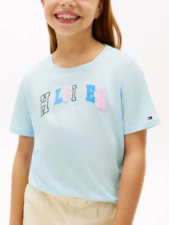 T-shirt multicolorida com logótipo Hilfiger para criança