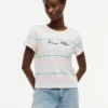 T-shirt às riscas com logótipo bordado T-shirt às riscas com logótipo bordado