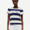 T-shirt às riscas com logótipo bordado T-shirt às riscas com logótipo bordado