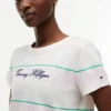 T-shirt às riscas com logótipo bordado T-shirt às riscas com logótipo bordado