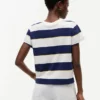 T-shirt às riscas com logótipo bordado T-shirt às riscas com logótipo bordado