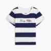 T-shirt às riscas com logótipo bordado T-shirt às riscas com logótipo bordado