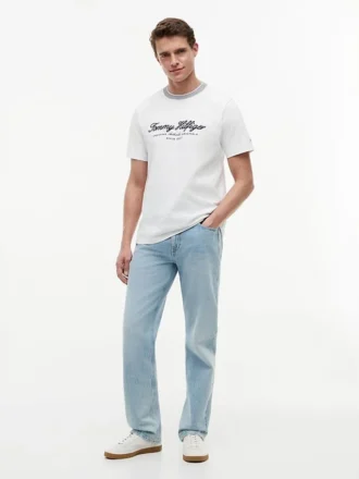 T-shirt às riscas com logótipo náutico