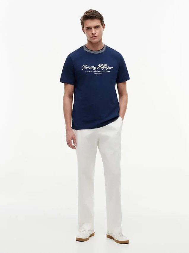 T-shirt às riscas com logótipo náutico T-shirt às riscas com logótipo náutico