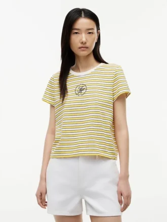 T-shirt às riscas com monograma em letra náutica