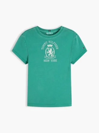 T-shirt Slim Fit com logótipo Crest tingida na peça
