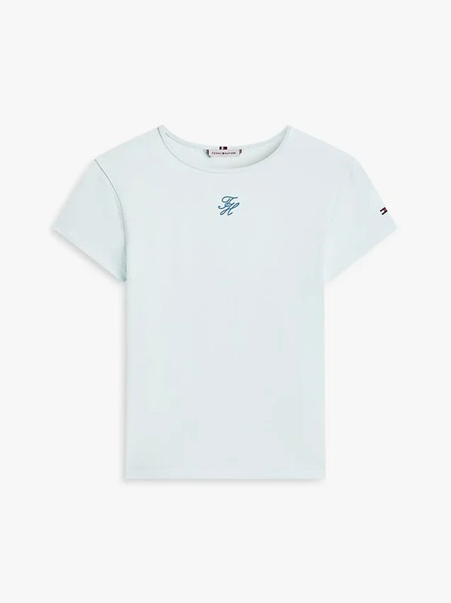 T-shirt Slim Fit com monograma em letra cursiva T-shirt Slim Fit com monograma em letra cursiva