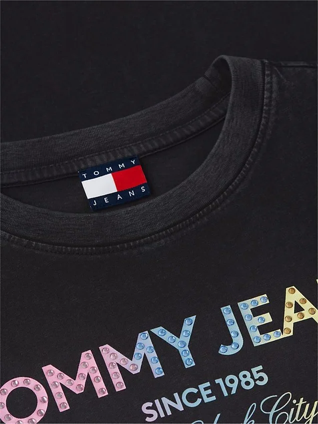 T-shirt Tommy Jeans com logótipo em cristal T-shirt Tommy Jeans com logótipo em cristal