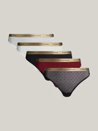 Tanga com logótipo na cintura, embalagem de 5 unidades